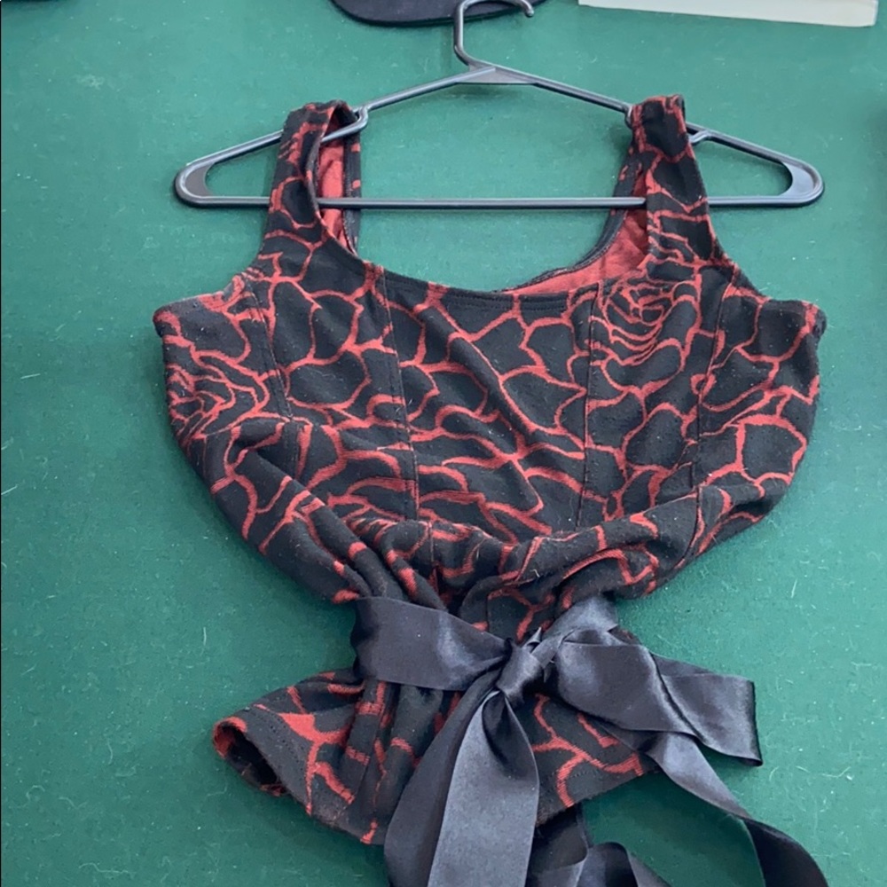 Black and red floral tank blouse